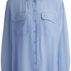 Blusas Hugo Boss Relaxed-Fit Blouse sandwashed Canvas pointed collar C Biventi 50514772 light blue