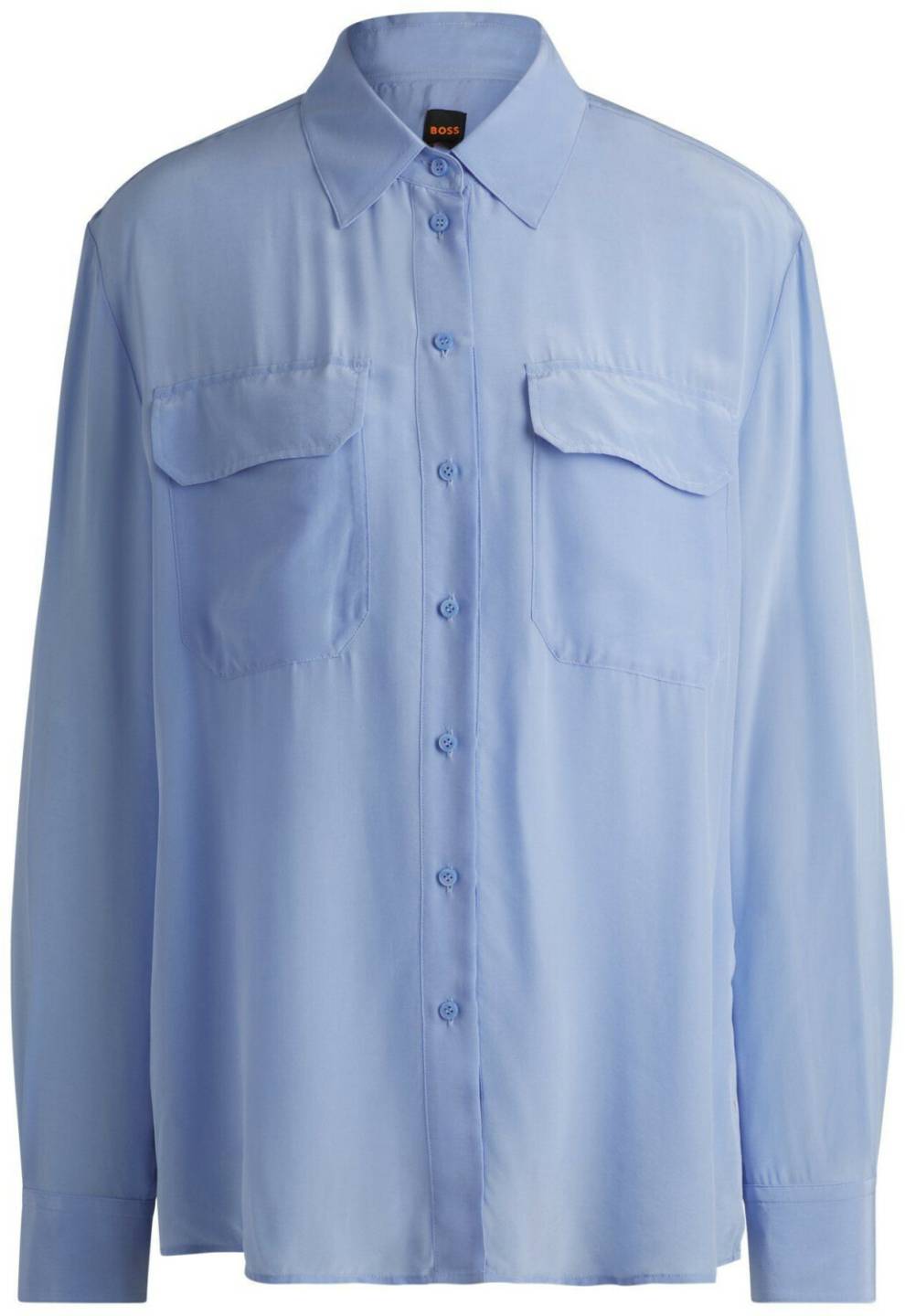 Blusas Hugo Boss Relaxed-Fit Blouse sandwashed Canvas pointed collar C Biventi 50514772 light blue