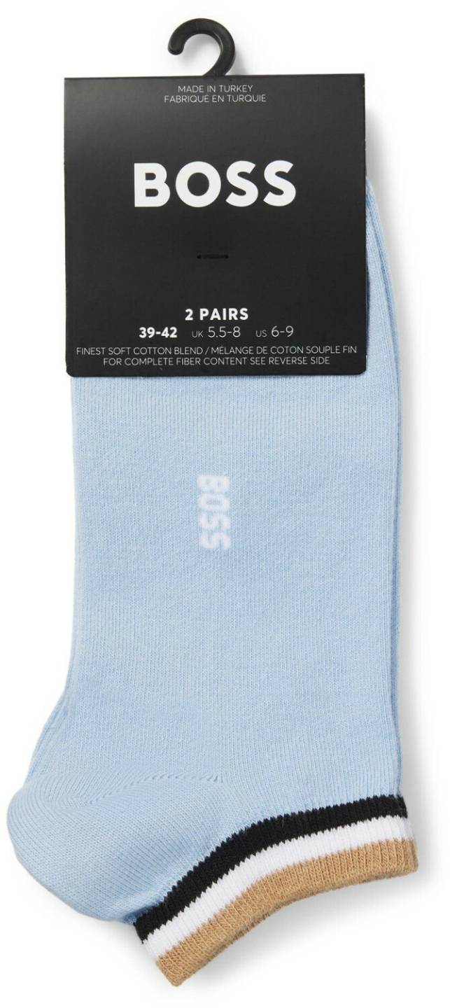 Hugo Boss 2-Pack Ankle Socks with Signature Stripes 50503506 light blue Medias y calcetines