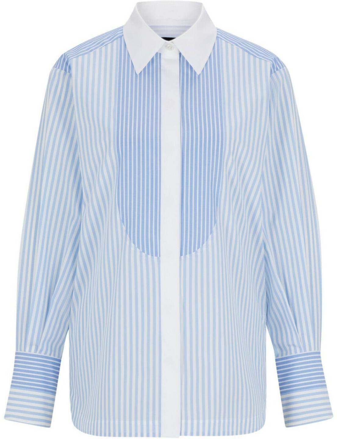 Blusas Hugo Boss Pure cotton blouse with various vertical stripes (50511828) blue