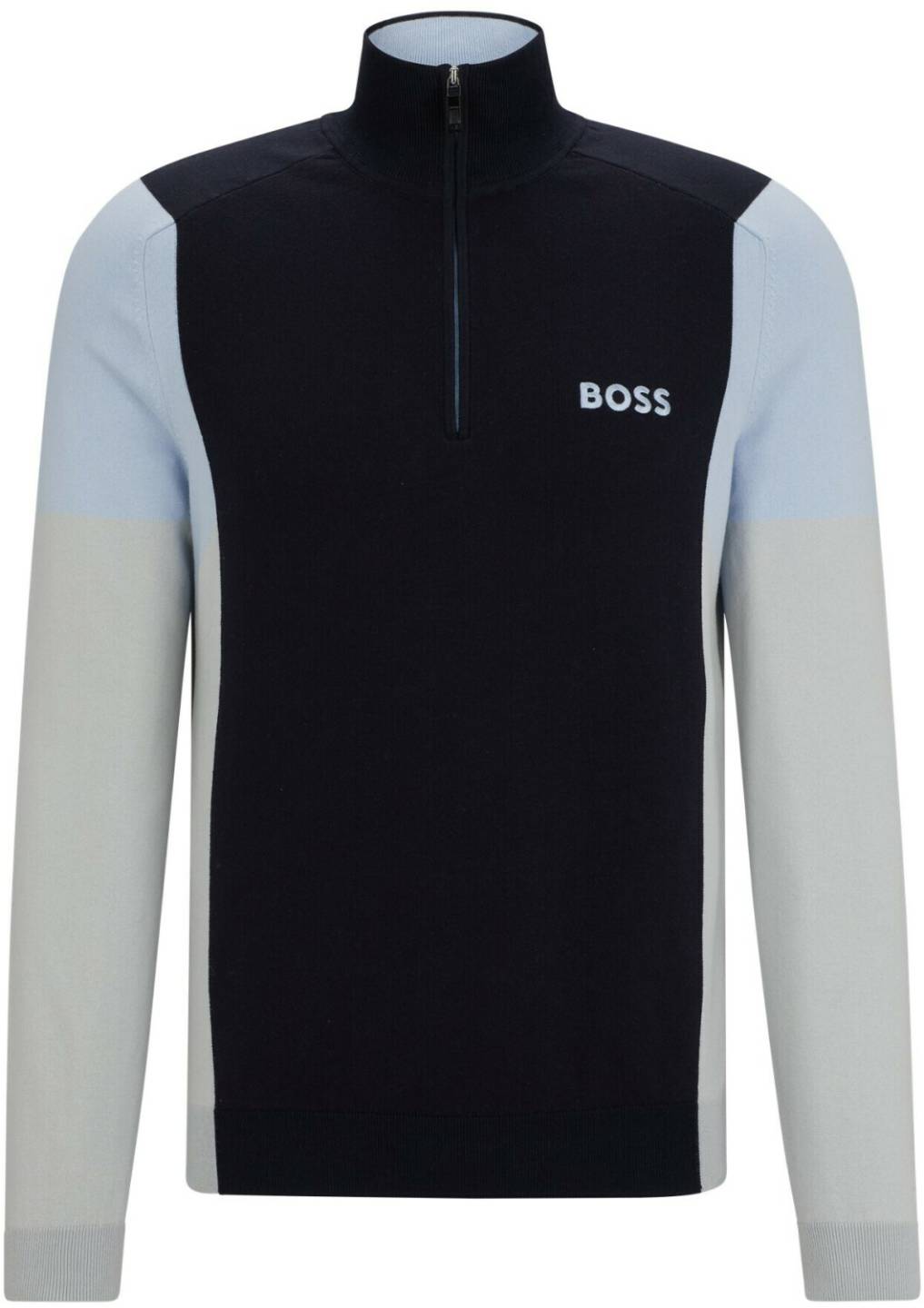 Hugo Boss Cotton blend troyer with logo embroidery (50512689) blue Jerséis hombre