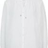 Hugo Boss Fil-coupé cotton blouse with drawstring collar (50505537) white Blusas