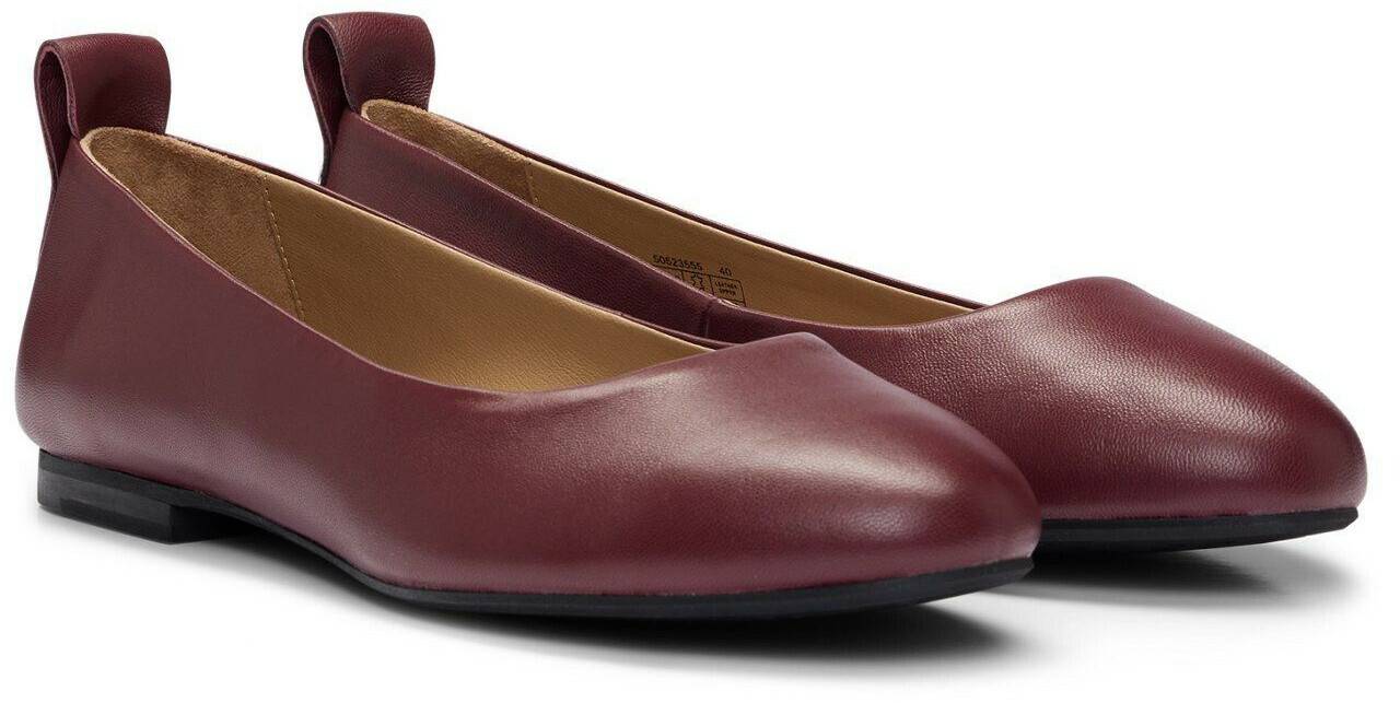 Hugo Boss Leather Ballerinas with Logo Rivet Style Dasy Ballerina NA dark red Bailarinas