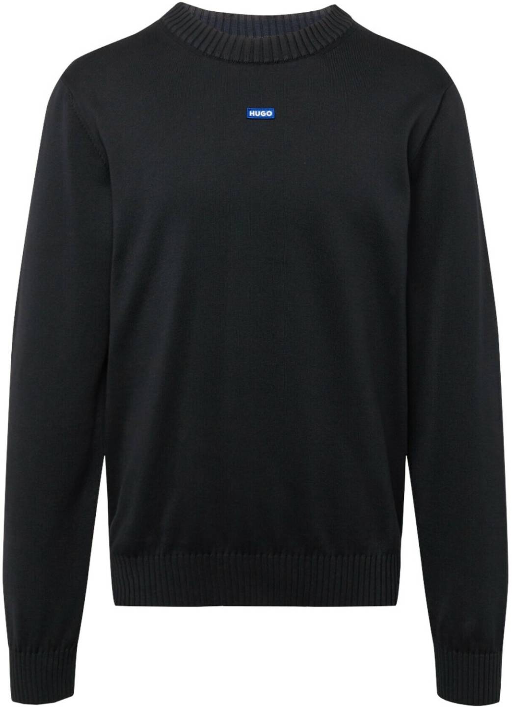 Hugo Boss Cotton knitted jumper with blue logo label (50514698) black Jerséis hombre