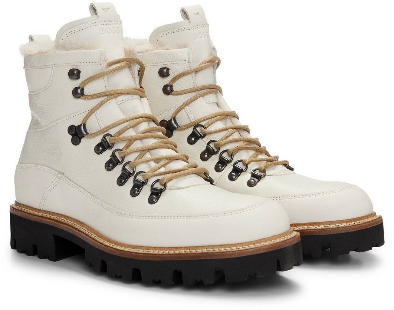 Hugo Boss Lace-up JULYO made of grained leather white Botas hombre