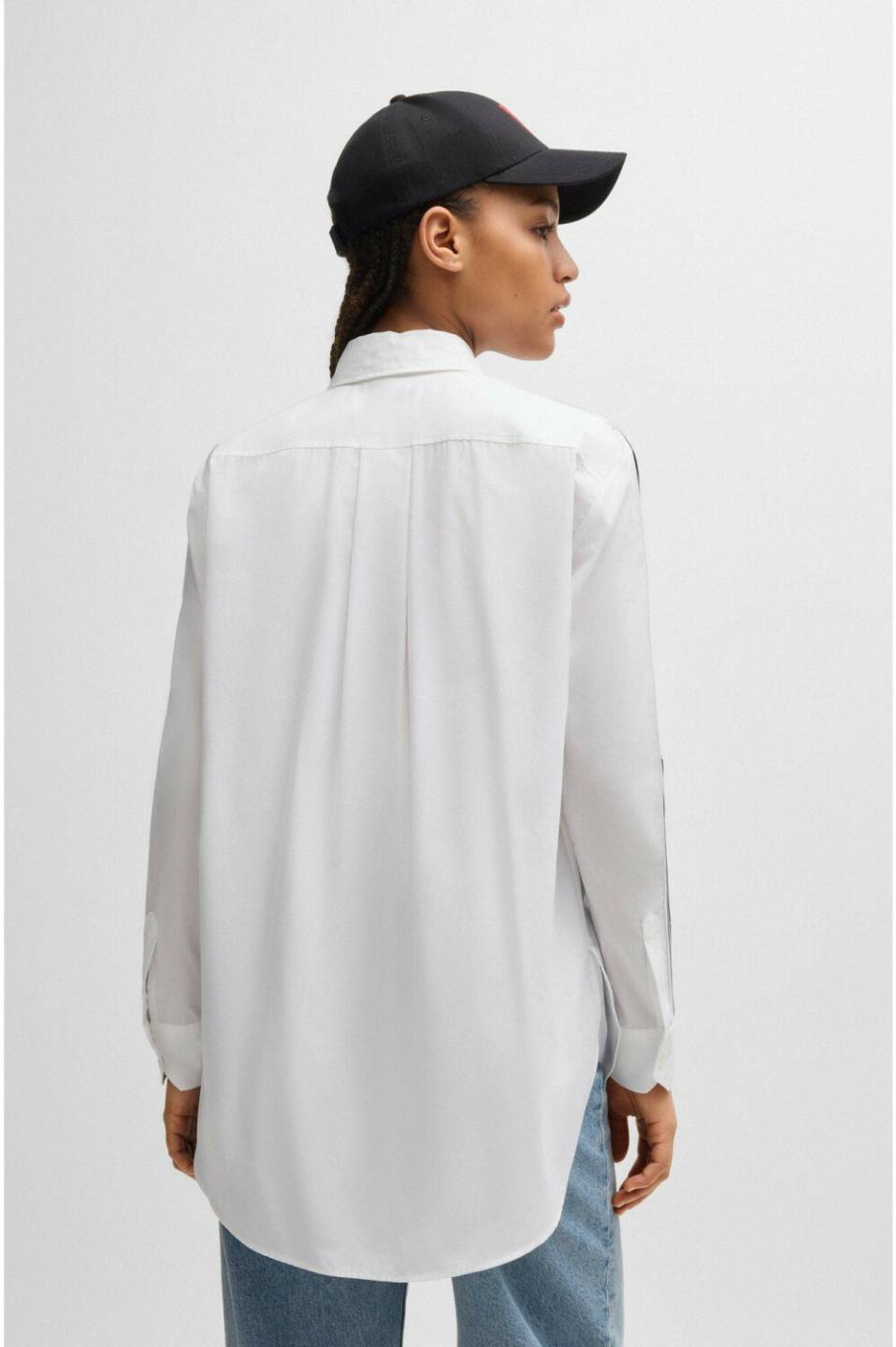 Blusas Hugo Boss Oversized blouse with stack logo tape (50530260) white