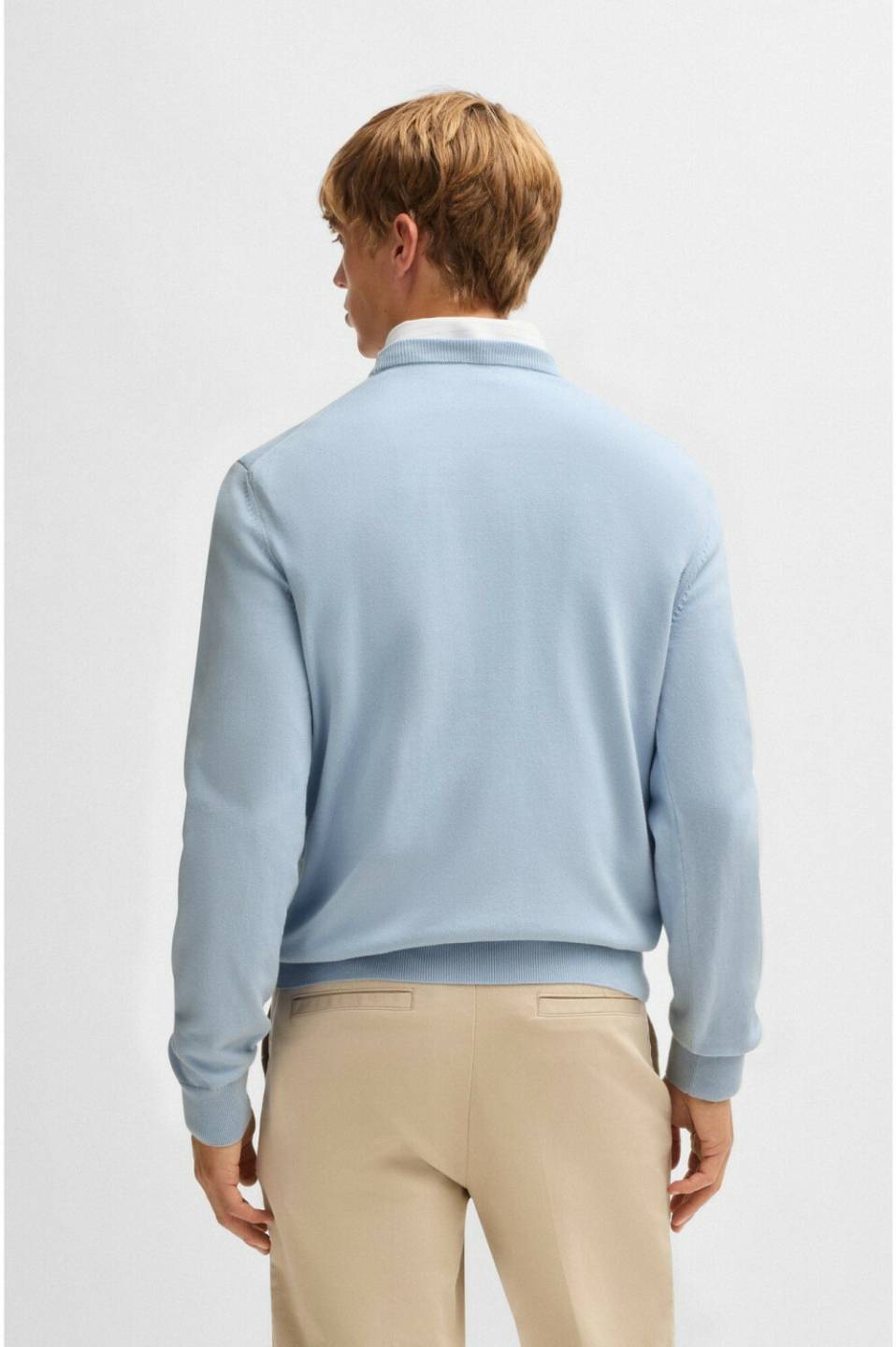 Hugo Boss Cotton Pullover with logo embroidery Pacas- 50506023 light blue Jerséis hombre