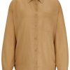 Hugo Boss Relaxed-fit blouse in ramie canvas with pointed collar (50511766) brown Blusas