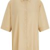 Hugo Boss Regular-fit blouse in stretch linen blend (50515276) beige Blusas