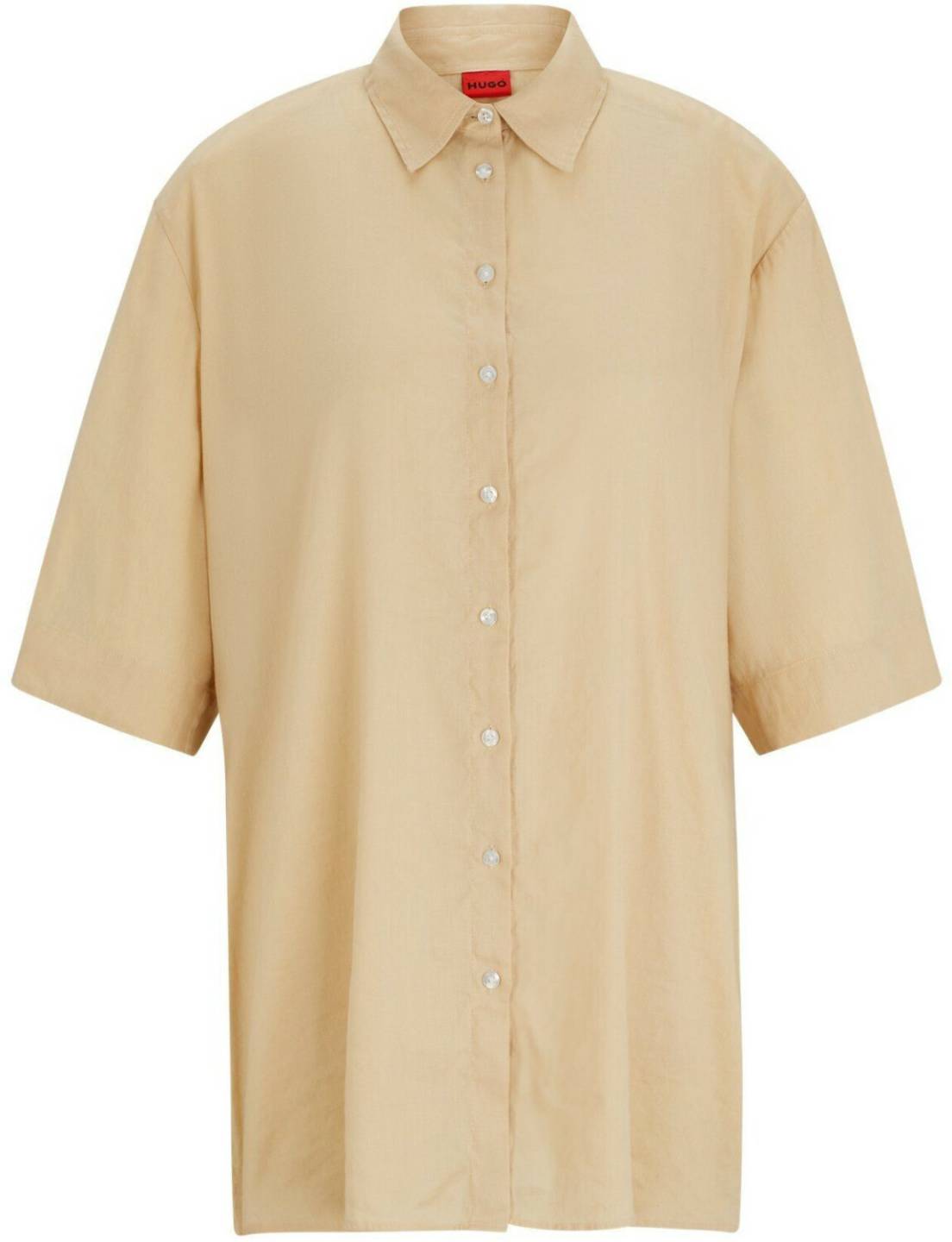 Hugo Boss Regular-fit blouse in stretch linen blend (50515276) beige Blusas