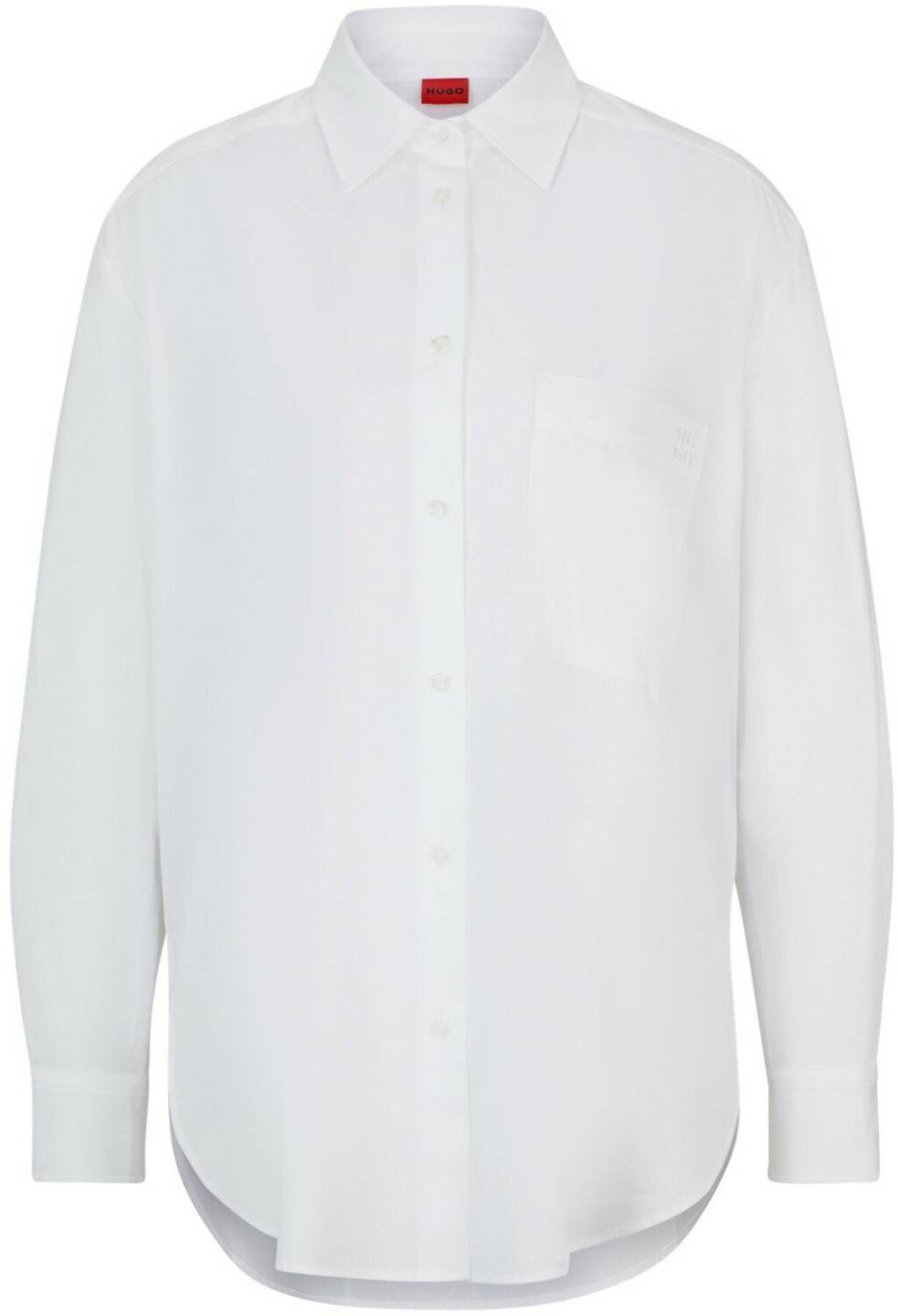 Blusas Hugo Boss Oversized cotton canvas blouse with pointed collar (50515741)white