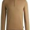 Hugo Boss Regular-Fit Pullover wool with zipper at collar Ebenji 50528300 beige Jerséis hombre