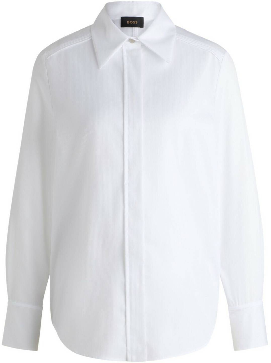 Hugo Boss Striped cotton blouse with concealed button placket (50522098) white Blusas