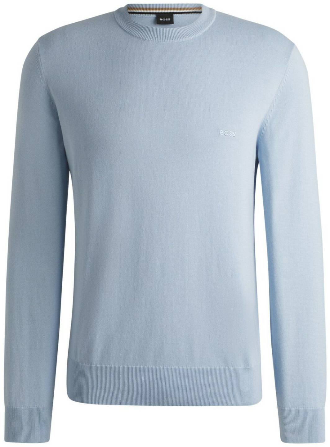 Hugo Boss Cotton Pullover with logo embroidery Pacas- 50506023 light blue Jerséis hombre