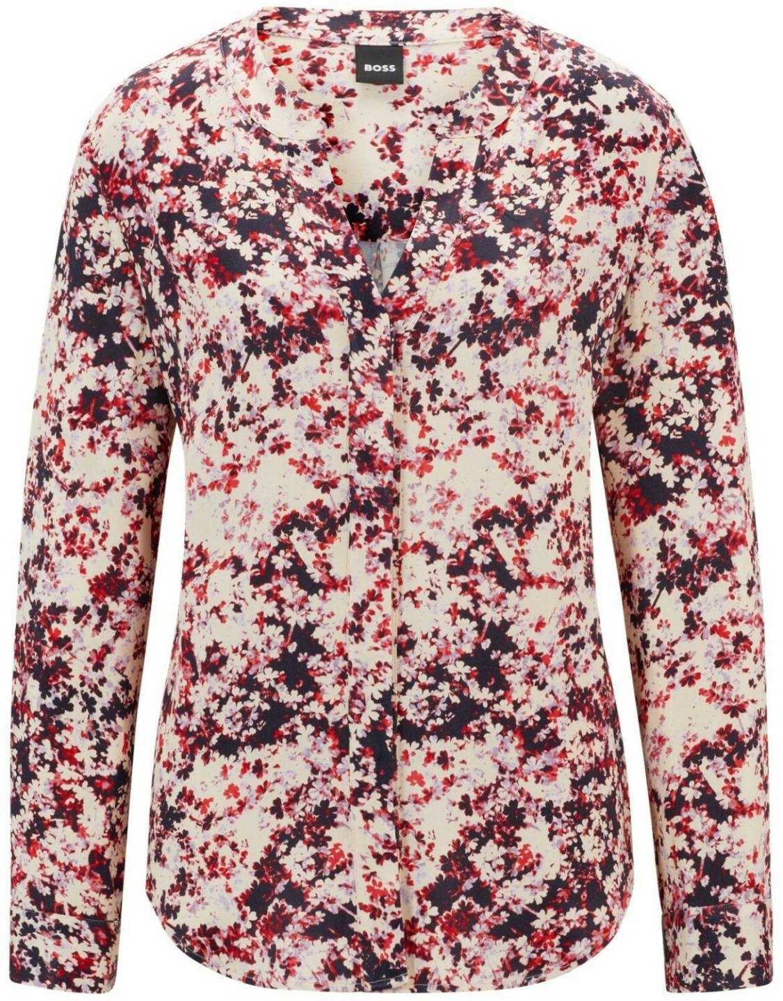 Blusas Hugo Boss Satin blouse with floral print and notched neckline (50522413)