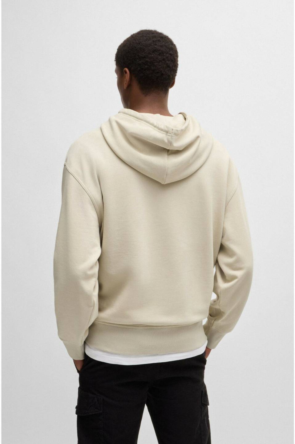 Hugo Boss Cotton terry hoodie with contrast logo 50514530 light beige Jerséis hombre