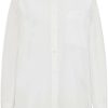 Hugo Boss Long relaxed-fit blouse in cotton poplin (50521145) white Blusas