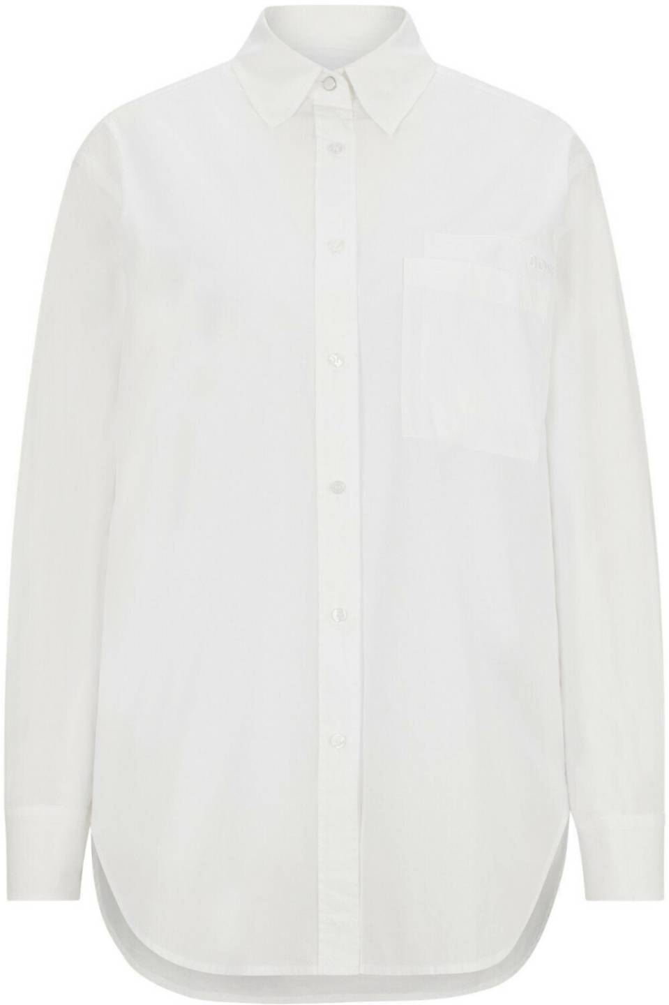 Hugo Boss Long relaxed-fit blouse in cotton poplin (50521145) white Blusas