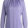 Hugo Boss Banorah (50490058)Blouse in elasticated crêpe de chine with gathered neckline (50490058) purple Blusas