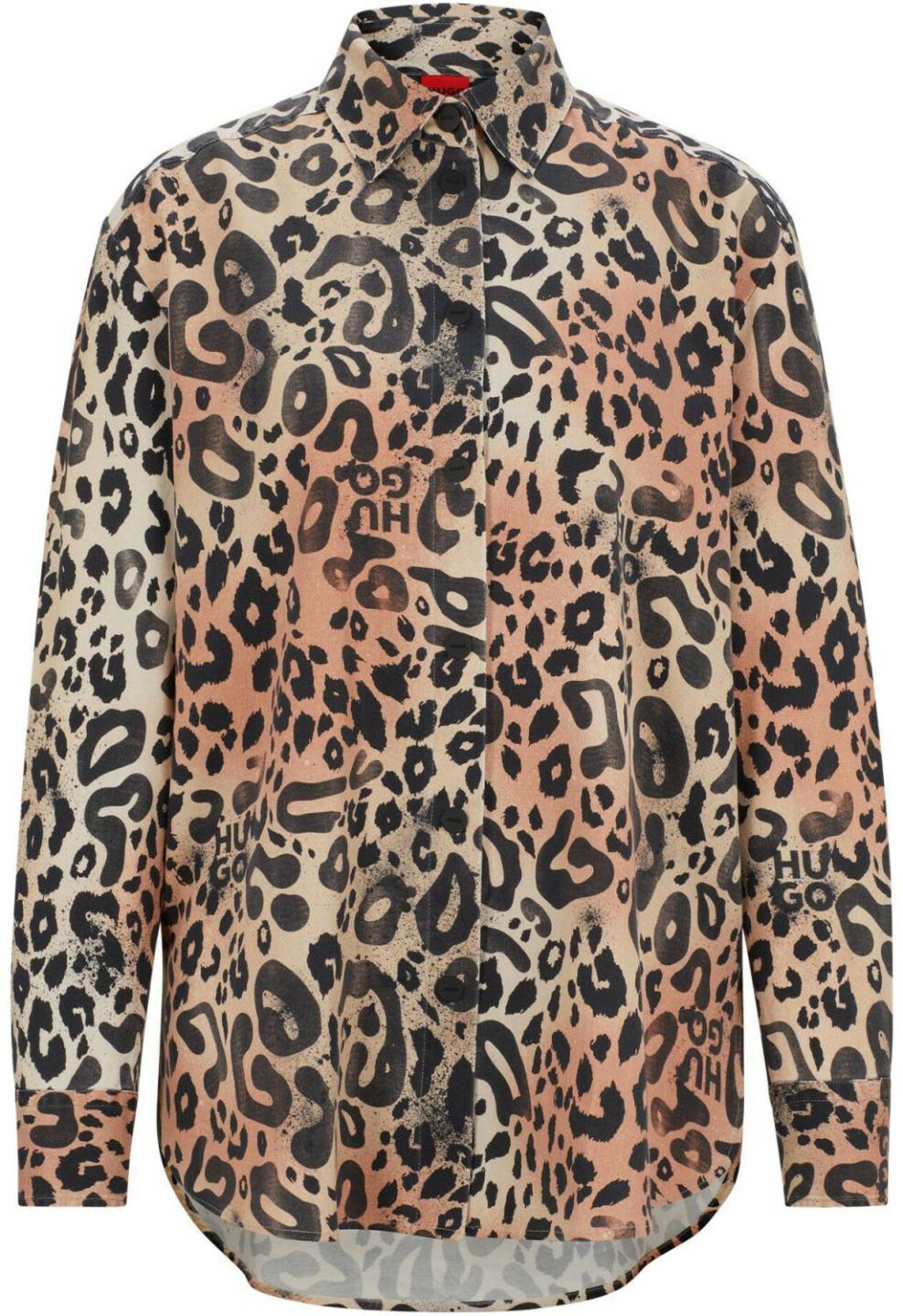 Hugo Boss Oversized twill blouse with leopard print (50518005) Blusas