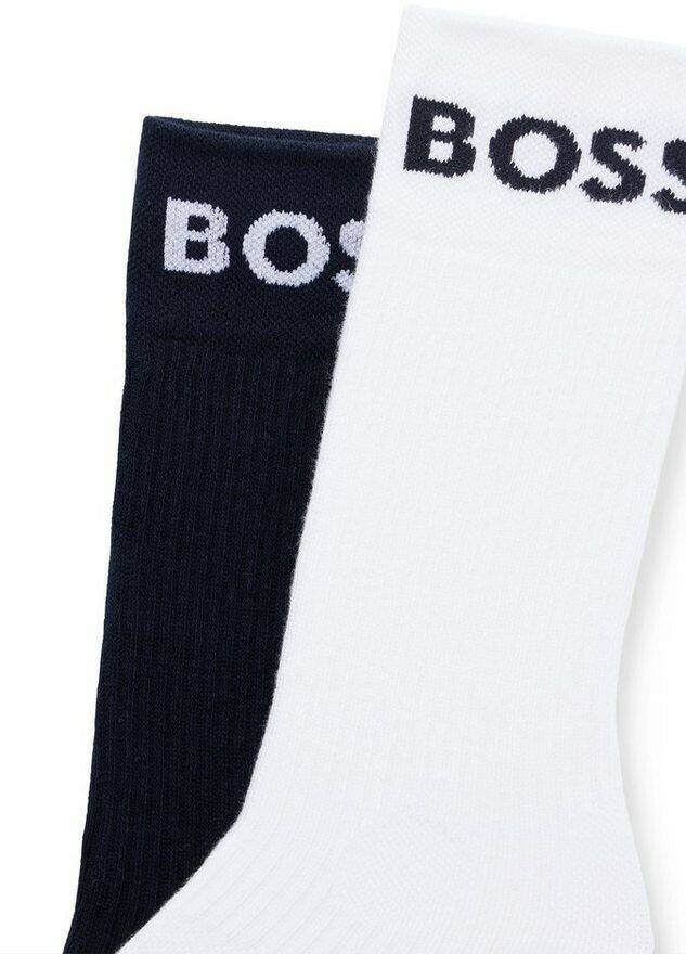 Hugo Boss Short Socks Stretch Fabric 2-Pack 50469747 white dark blue Medias y calcetines