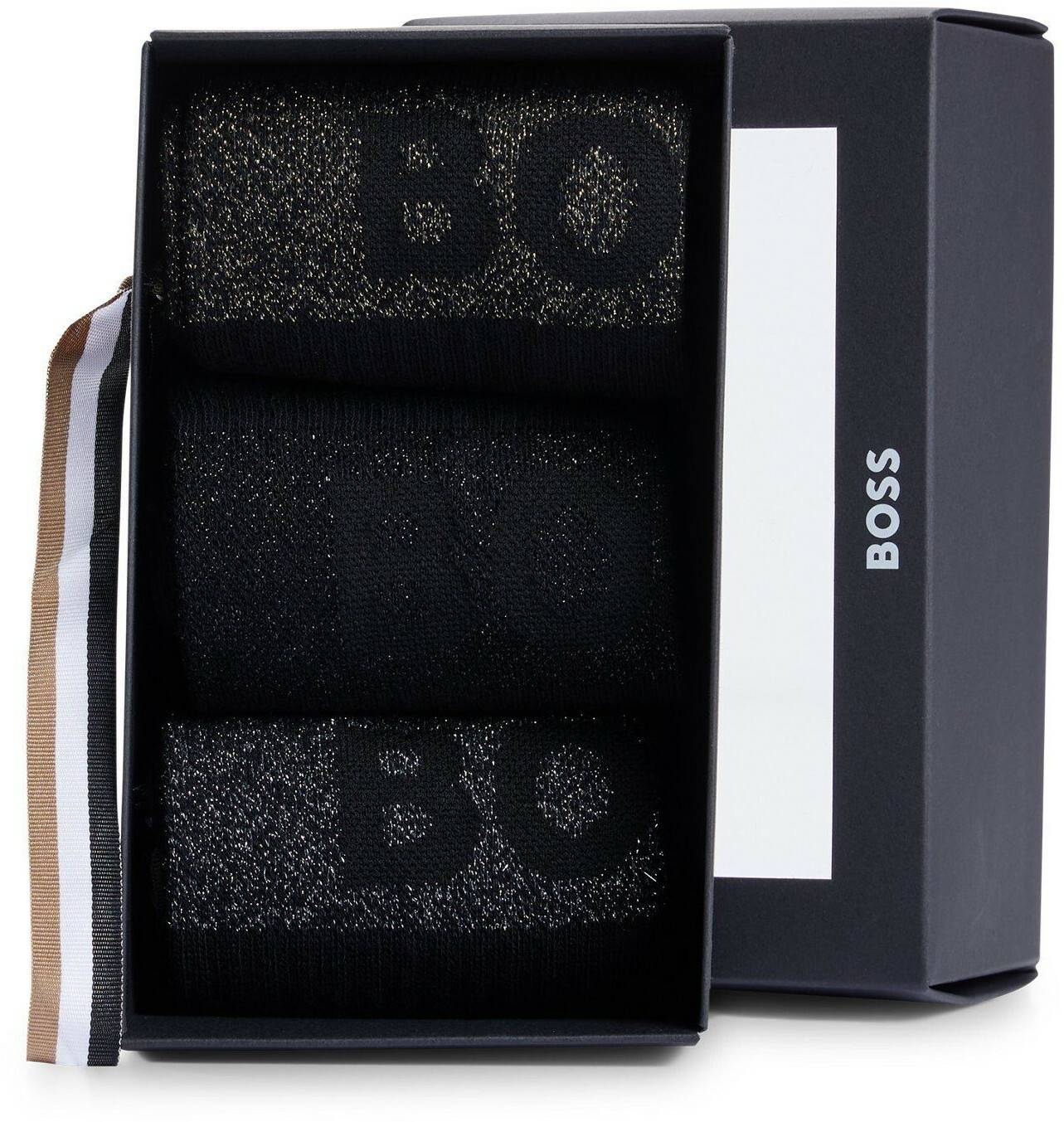 Medias y calcetines Hugo Boss 3-Pack Short Socks Cotton-Mix Logos 50524312 black