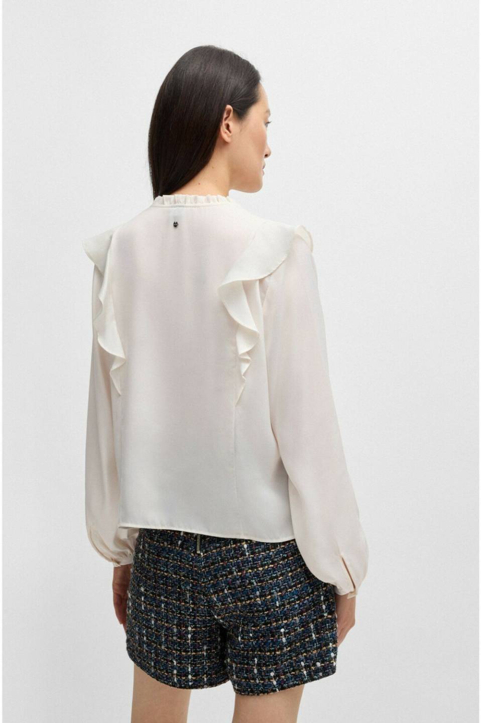 Hugo Boss Blouse with drawstring and ruffles 'Birenna' 50524234 natural Blusas